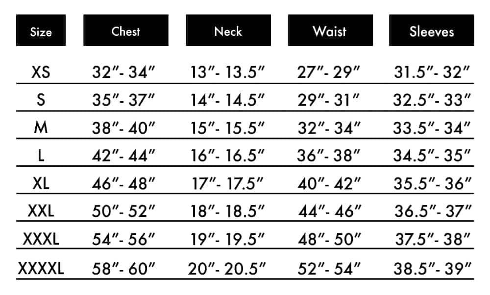 measurement table