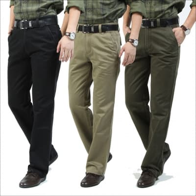Black, Carton color Brown, and Army Green (3) Chinos Pants