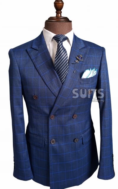 Navyblue Royalblue draft Doublebreasted Suit by Pabbucci